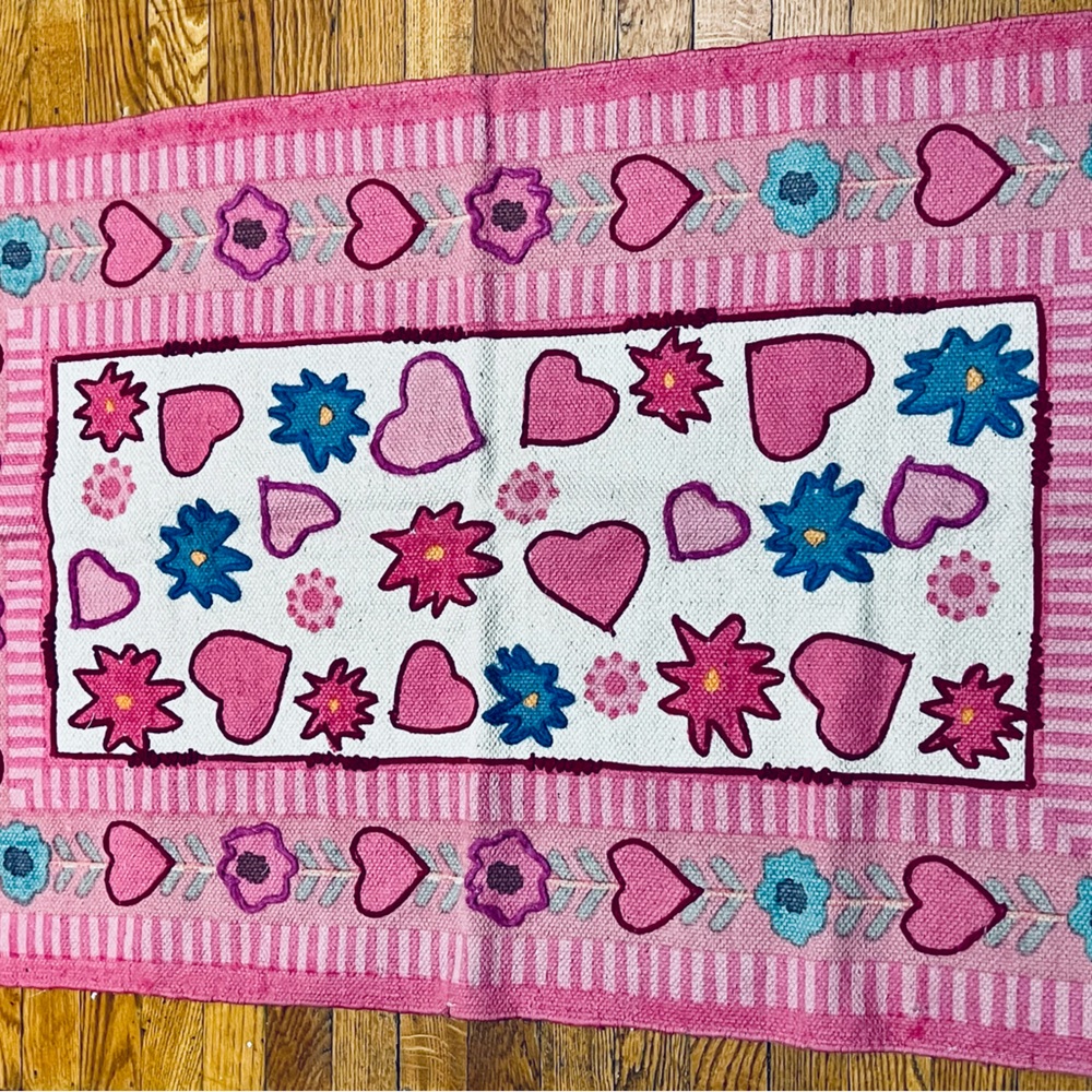 Rachel Zoe, Valentine’s Day Colorful Heart and Flower Patterned Rug 27”x45”